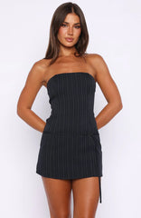 Grit And Glimmer Strapless Playsuit Navy Pinstripe
