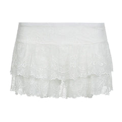 Bohemian Lace Spliced Mini Skirt