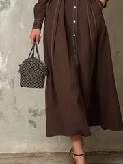 Retro Contrast Stitching Pocket Midi Dress