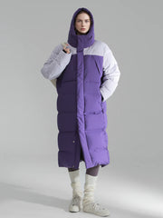 Macaron Color Long Down Coat for Women – Warm Lightweight Goose Down Puffer Jacket, Outdoor Winter Outerwear