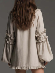 Ruffled Embroidered Boho Mini Dress