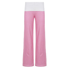 Bohemian Striped Wide Waistband Flared Straight Leg Pants