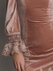 Velvet Lace-Trim Mini Dress