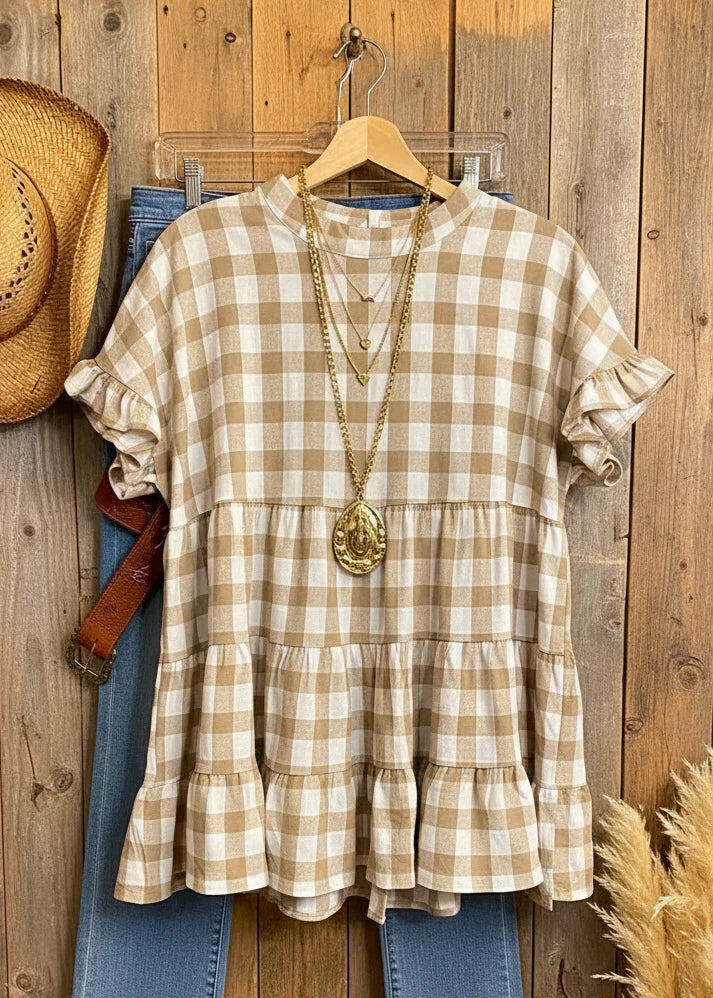 Gingham Ruffle Tiered Babydoll Top