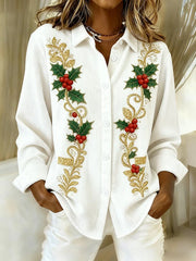 Women's casual Christmas corduroy shirt