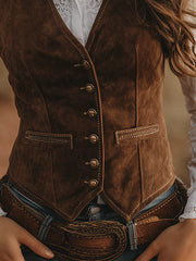 Vintage Brown Faux Suede Vest