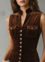 Velvet Elegance Button-Front Vest