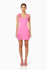 Trompe 3D Floral Mini Dress Pink