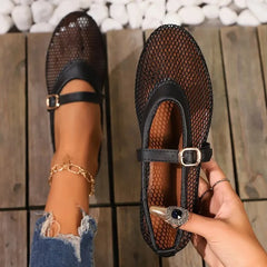 Hermione Mesh Mary Jane Ballet Flats