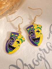 Carnival Creative Cartoon Smiling Face Theater Mask Ear Hook Dripping Oil Clown Earrings