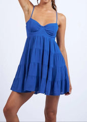 Allie Persian Blue Babydoll Mini Dress
