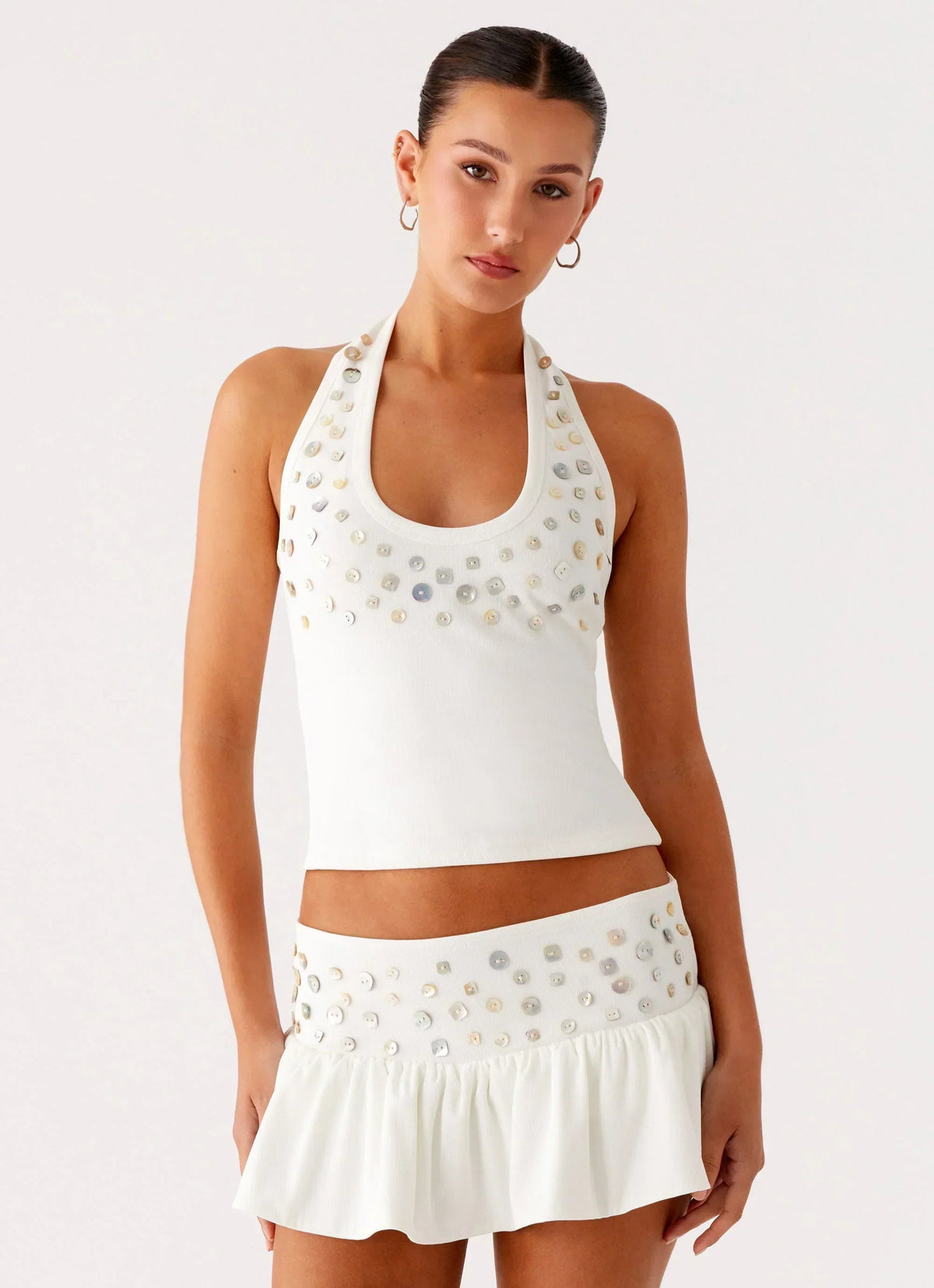 Vegas Nights Halter Neck Top White