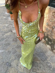 U neck maxi dress