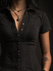 Gothic Black Utility Corset Shirt