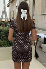 Elegant Polka Dot Tie Bodycon Mini Dress