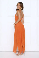 Golden Bloom Mesh Maxi Dress Orange