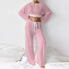 Women's Pure Pink Long Sleeve Cotton Homewear Set