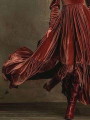 Elegant Bohemian Velvet Maxi With Draped Silhouette