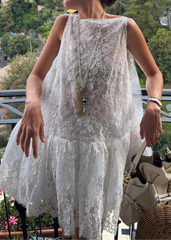 Sheer Lace Sleeveless Babydoll Mini Dress