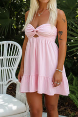 Light Blue Twist Knot Cutout Mini Dress