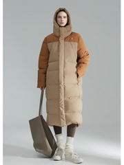 Macaron Color Long Down Coat for Women – Warm Lightweight Goose Down Puffer Jacket, Outdoor Winter Outerwear