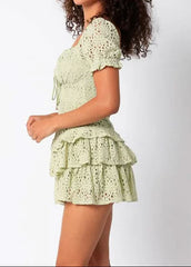 Penelope Sage Lace Mini Dress