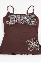 Y2K Retro Floral Print Slim Cami Top