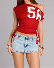 Play It Cute Off Shoulder Jersey Top