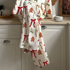 Ladies Christmas Cane Candy and Bow Pajama Set