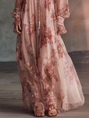Bohemian Floral Chiffon Maxi Dress