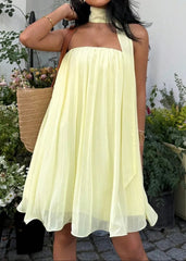 Chiffon Cutout Back Elegant Mini Dress