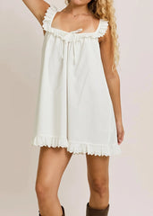 Lace Bow Ruffle Beach Slip Mini Dress