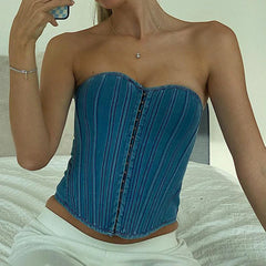 Denim Strapless Corset Top