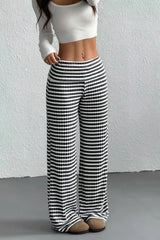 Striped Knit Straight Leg Pants
