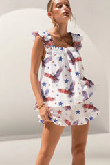 America 250 Watercolor Eagle Ruffle Lounge Set