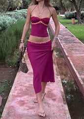 Sequin Trim Cami Top & Maxi Skirt Set