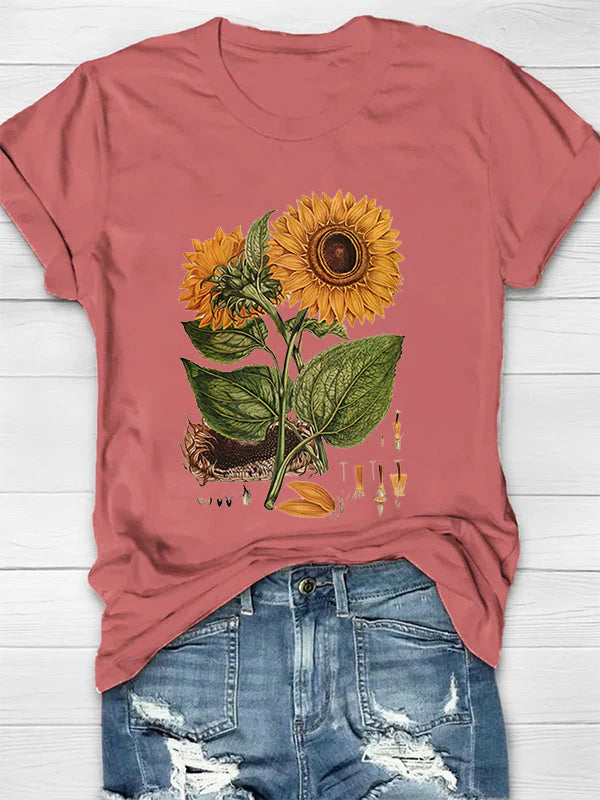Sunflower Printed Crew Neck Women's T-shirt