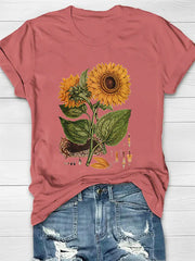 Sunflower Printed Crew Neck Women's T-shirt