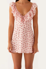 Backless Ruffled Floral Mini dress