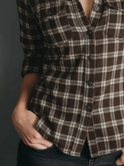 Retro Plaid Long-sleeved Blouse