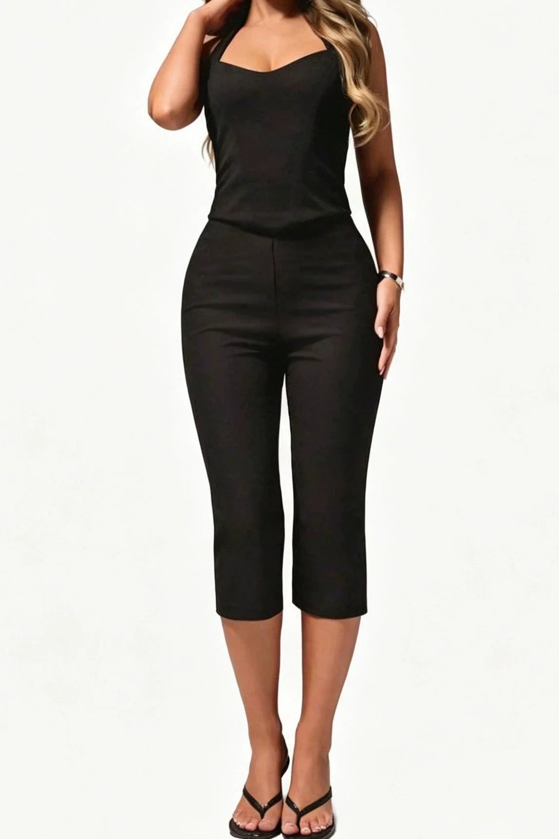 Stretch High Waist Cropped Flare Pants