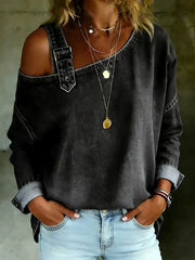 Women's Off-Shoulder Cotton Denim Casual Top