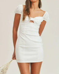 Athena White Cap Sleeve Bodycon Mini Dress