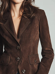 Elegant Brown Suede Blazer